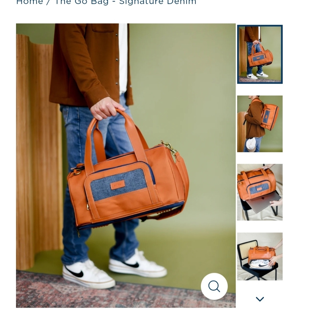 Stylish Men's Duffel Bag in Tan and Blue